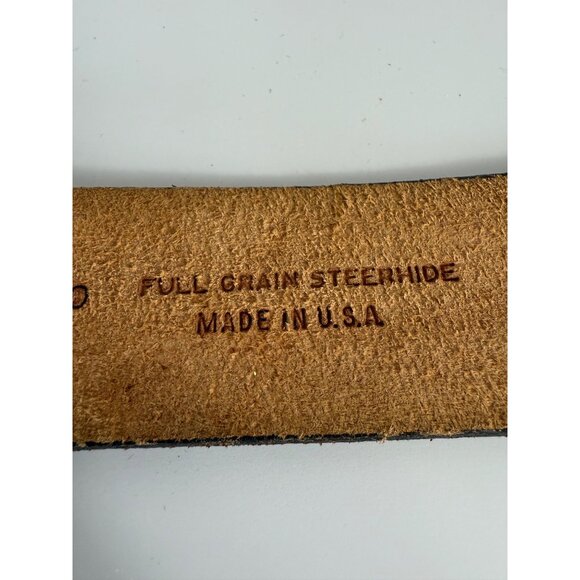 Rio Grande Western Tooled Belt Sz 38 Cognac Brown Steerhide Leather VTG Cowgirl - Picture 10 of 14